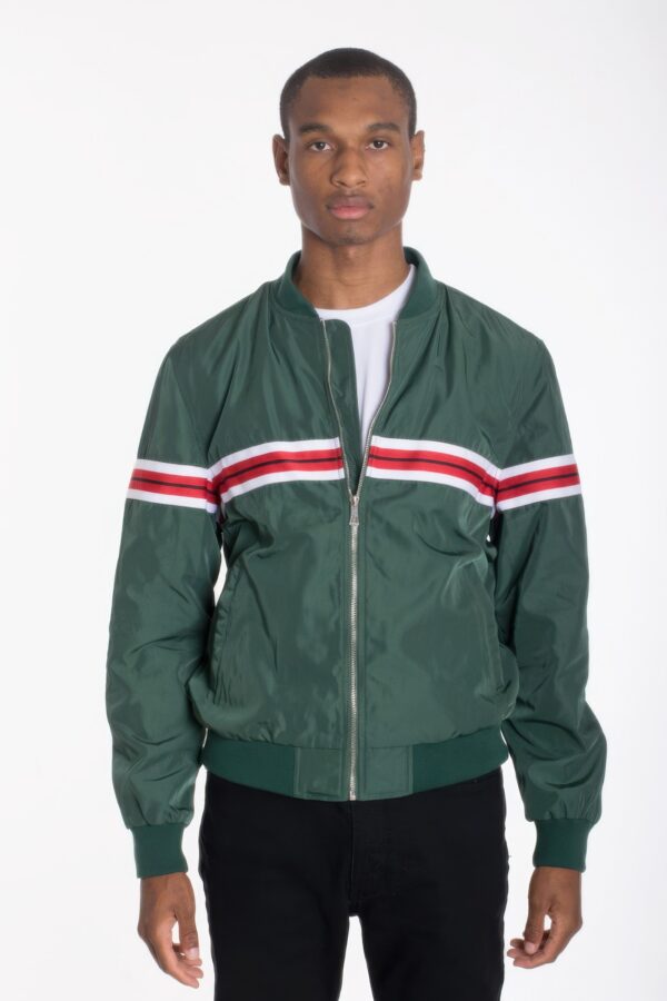 Men’s Woven-Taped Bomber Jacket – Color-Tape Chest