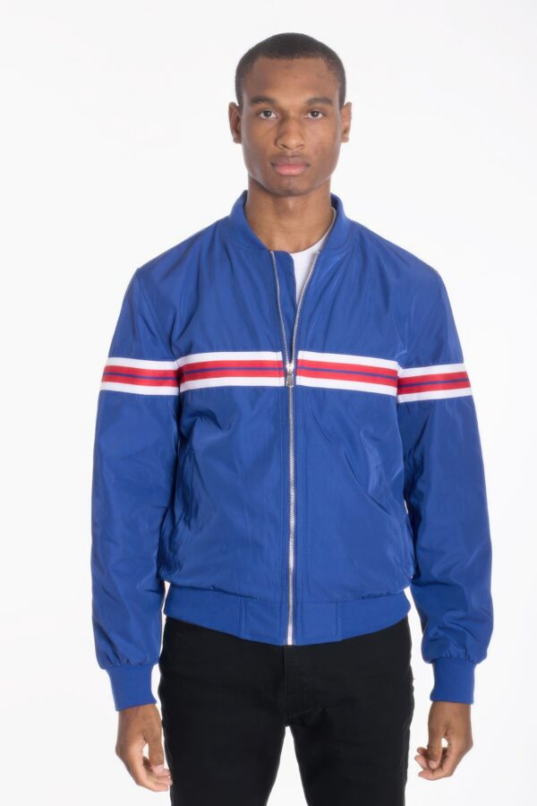 Men’s Woven-Taped Bomber Jacket – Color-Tape Chest