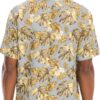 Men’s Hawaiian Print Button-Down Shirt – Multi-Color