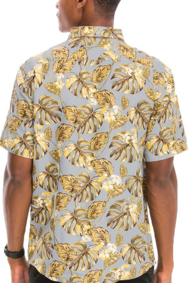 Men’s Hawaiian Print Button-Down Shirt – Multi-Color
