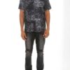Men’s Collared Print Button-Down Shirt – Black & White