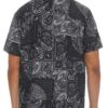 Men’s Collared Print Button-Down Shirt – Black & White