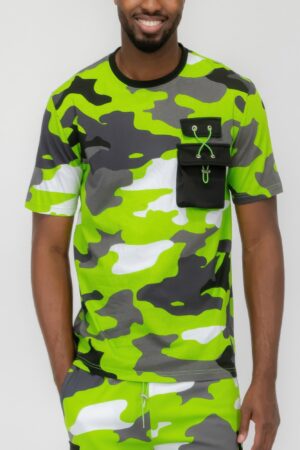 Men’s Full Camo Short Sleeve T-Shirt with Chest Pocket
