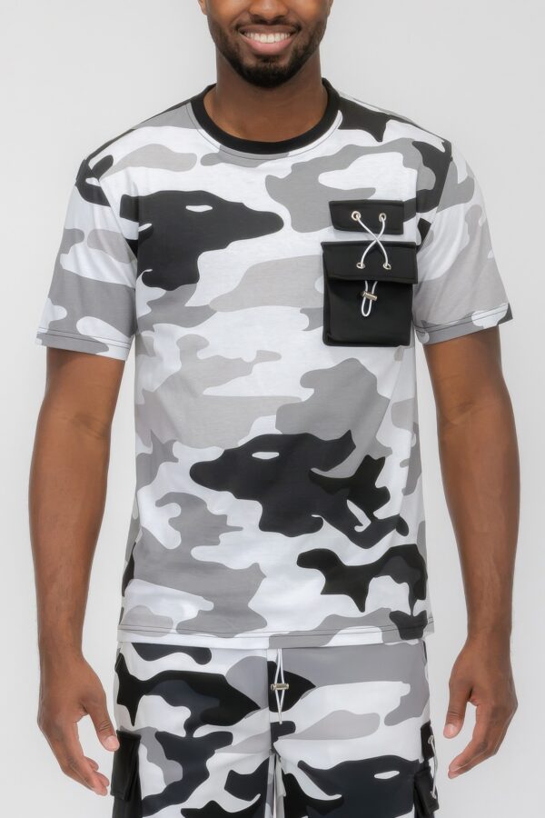 Men’s Full Camo Short Sleeve T-Shirt with Chest Pocket