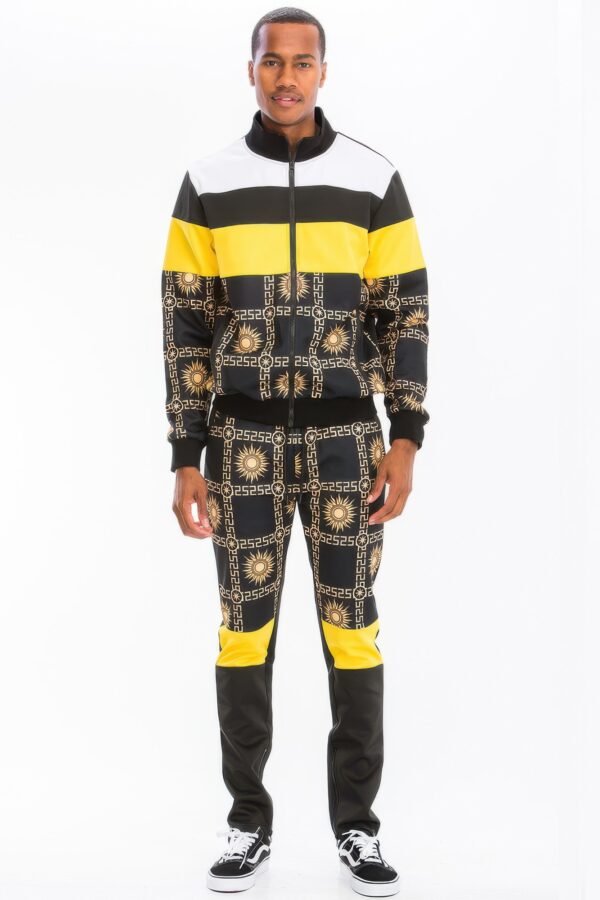 Printed Hooded Track Set – Black