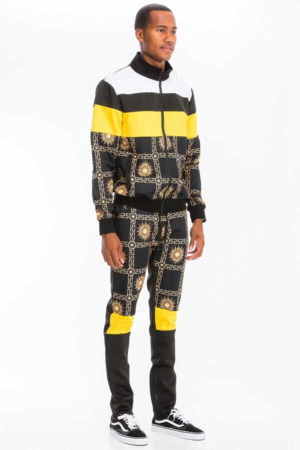 Printed Hooded Track Set – Black