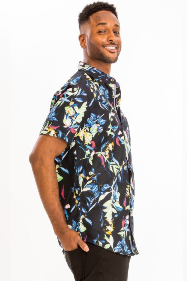 Hawaiian Print Button-Down Shirt – Multi-Color
