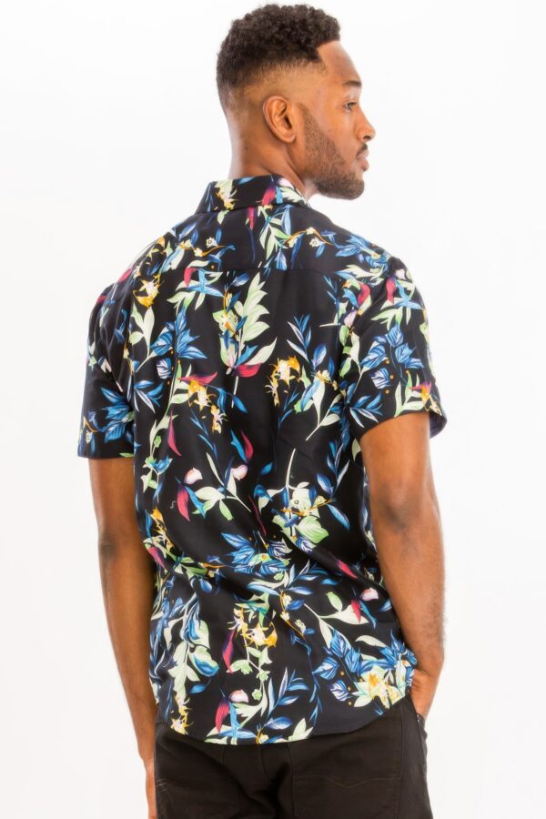Hawaiian Print Button-Down Shirt – Multi-Color