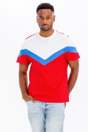 Men’s Color Block T-Shirt – 100% Cotton Crew Neck