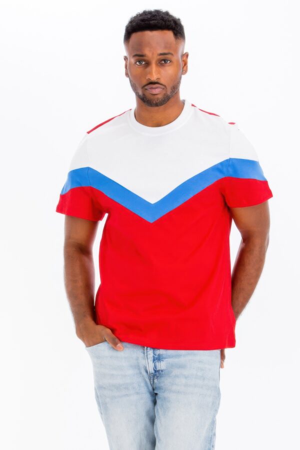 Men’s Color Block T-Shirt – 100% Cotton Crew Neck