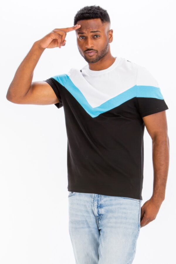 Men’s Color Block T-Shirt – 100% Cotton Crew Neck