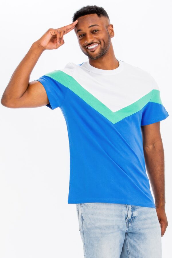 Men’s Color Block T-Shirt – 100% Cotton Crew Neck