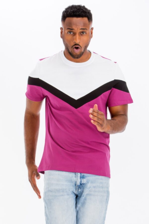 Men’s Color Block T-Shirt – 100% Cotton Crew Neck