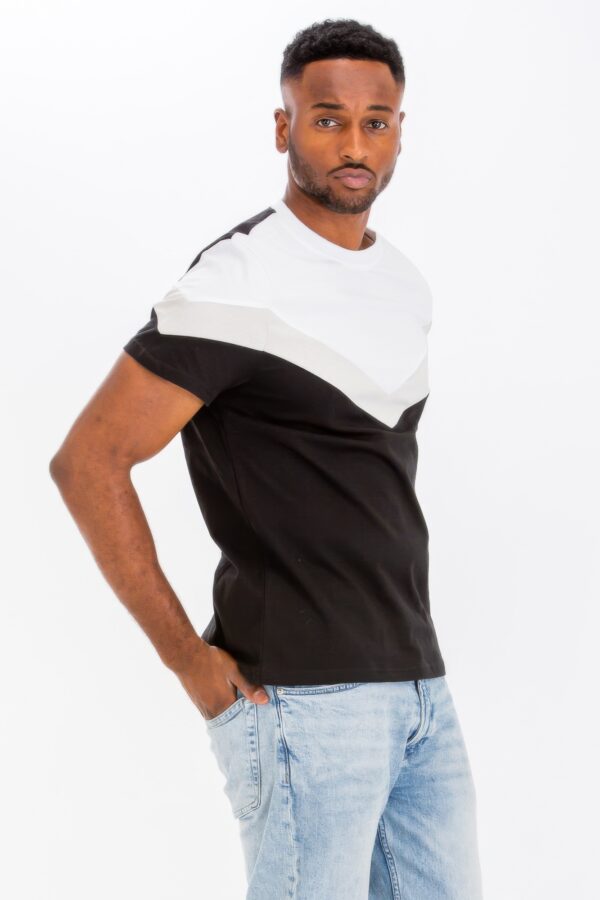 Men’s Color Block T-Shirt – 100% Cotton Crew Neck
