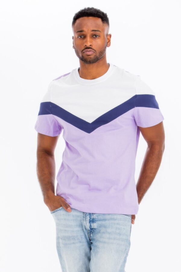 Men’s Color Block T-Shirt – 100% Cotton Crew Neck