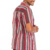 Vertical Print Short-Sleeve Button-Down Shirt – Red