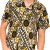 Men’s Printed Button-Down Shirt – Cuban Collar, Multi-Color