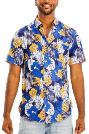 Men’s Hawaiian Button-Down Shirt – Tropical Print