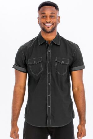 Outline Stitch Short Sleeve Shirt – Black