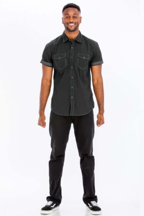 Outline Stitch Short Sleeve Shirt – Black