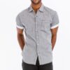 Men’s Short Sleeve Solid Shirt with Faux Pocket – Black, Blue