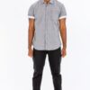 Men’s Short Sleeve Solid Shirt with Faux Pocket – Black, Blue