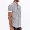Men’s Short Sleeve Solid Shirt with Faux Pocket – Black, Blue