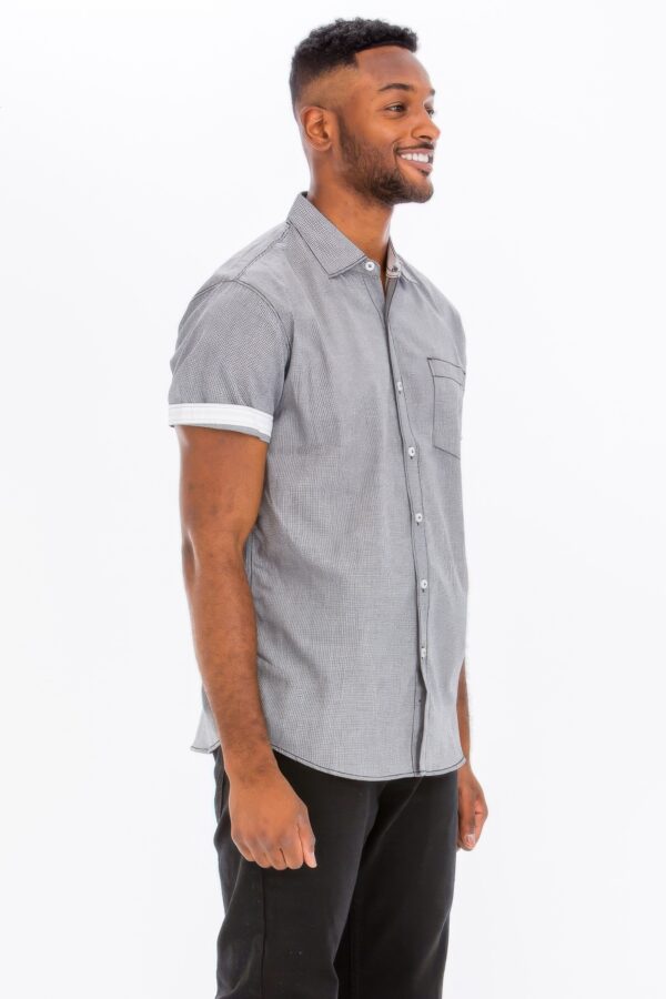 Men’s Short Sleeve Solid Shirt with Faux Pocket – Black, Blue