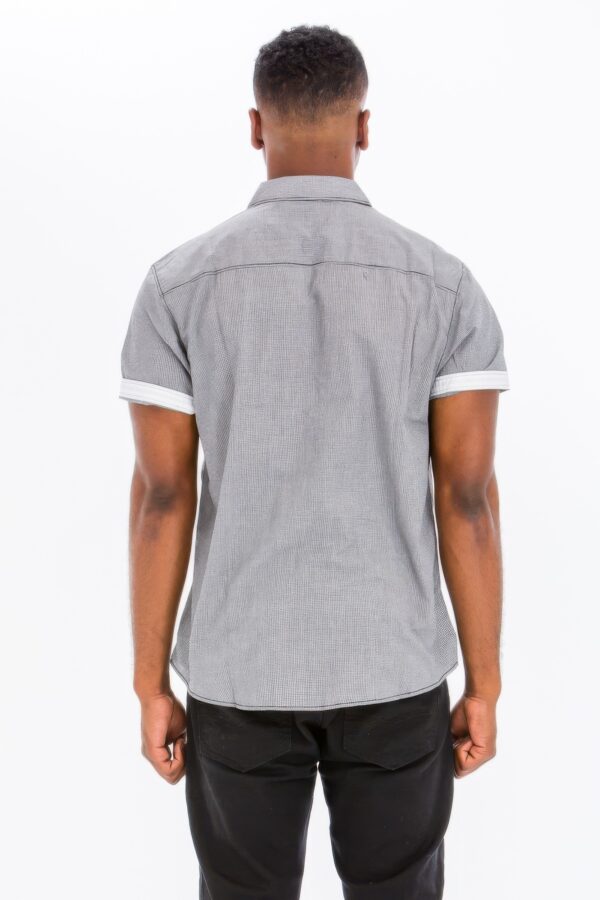 Men’s Short Sleeve Solid Shirt with Faux Pocket – Black, Blue