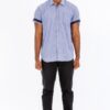 Men’s Short Sleeve Solid Shirt with Faux Pocket – Black, Blue