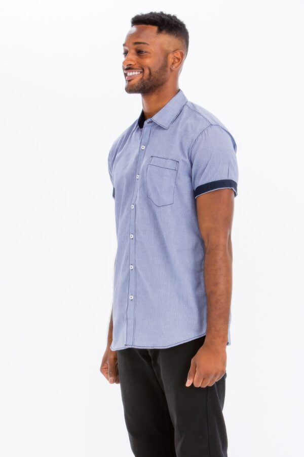 Men’s Short Sleeve Solid Shirt with Faux Pocket – Black, Blue