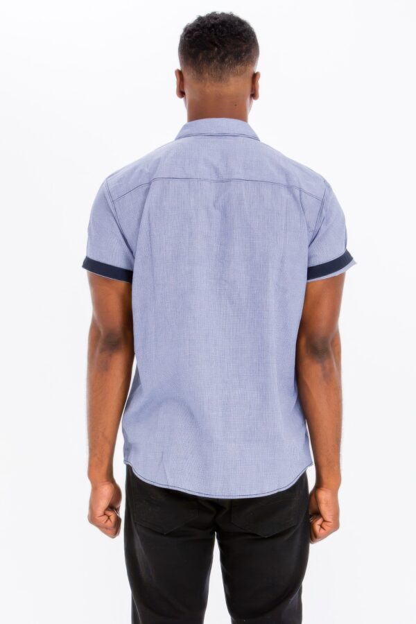 Men’s Short Sleeve Solid Shirt with Faux Pocket – Black, Blue