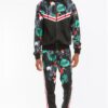 Printed Polyester Track Set with Ankle Zippers – Black
