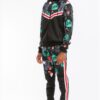 Printed Polyester Track Set with Ankle Zippers – Black