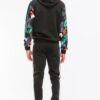 Printed Polyester Track Set with Ankle Zippers – Black