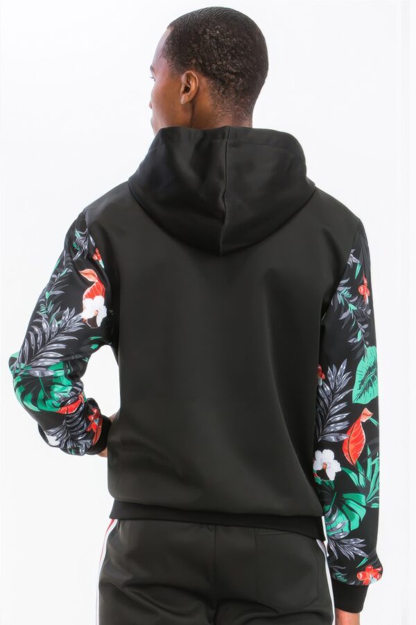 Printed Polyester Track Set with Ankle Zippers – Black