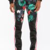 Printed Polyester Track Set with Ankle Zippers – Black