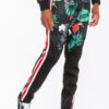Printed Polyester Track Set with Ankle Zippers – Black