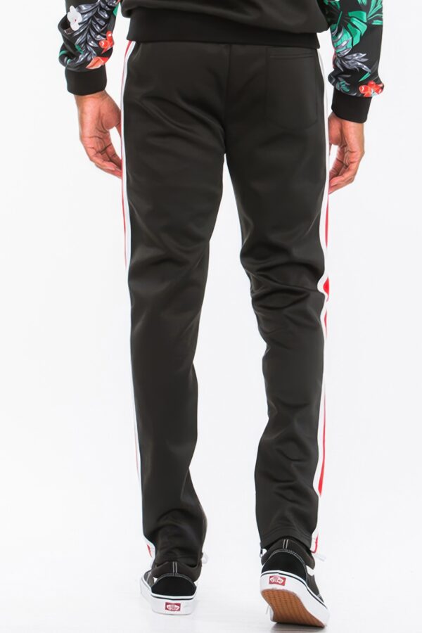 Printed Polyester Track Set with Ankle Zippers – Black