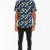 Men’s Hawaiian Print Short-Sleeve Button-Down Shirt – Black