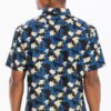 Men’s Hawaiian Print Short-Sleeve Button-Down Shirt – Black
