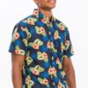 Men’s Hawaiian Print Button-Down Shirt – Tropical Multi