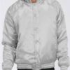 Satin Varsity Bomber Jacket – Striped Trim