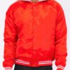 Satin Varsity Bomber Jacket – Striped Trim
