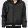 Satin Varsity Bomber Jacket – Striped Trim