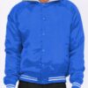 Satin Varsity Bomber Jacket – Striped Trim