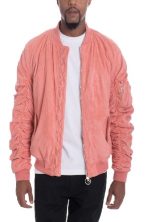 Mirosuede Scrunched Bomber Jacket – Suede Velvet Finish