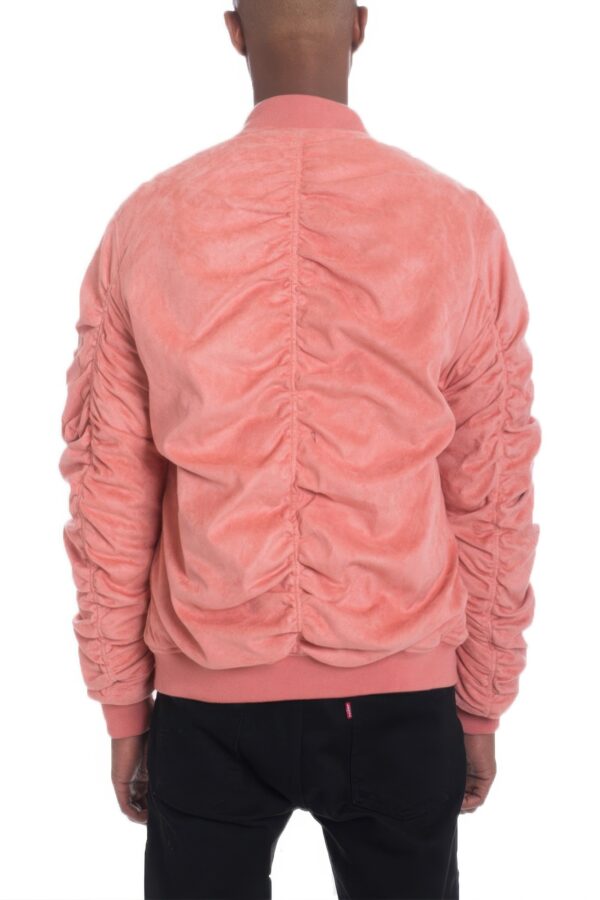 Mirosuede Scrunched Bomber Jacket – Suede Velvet Finish