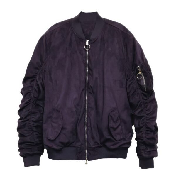 Mirosuede Scrunched Bomber Jacket – Suede Velvet Finish