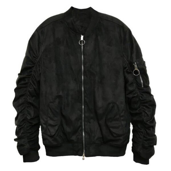 Mirosuede Scrunched Bomber Jacket – Suede Velvet Finish